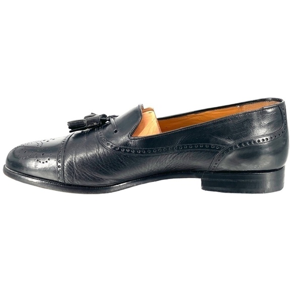 Mezlan Havana Brogue Cap Toe Kiltie Loafer with Tassels, Black, Size 8.5M - Picture 2 of 13
